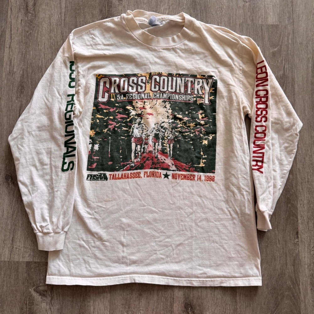 Vintage 1998 Cross Country Regional FSU Tallahassee Championships Shirt Cream M
